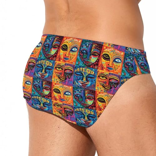 African Mask Tribal Ethnic Men's Swim Trunks Briefs Swimsuit Swimwear Bathing for Underwear Beach4