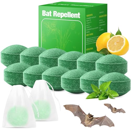 12 Pack Peppermint Oil Bat and Bird Repellent with 12 Mesh Bags Natural Ready to Use Bat Eagle Repellent for Attic Indoor Outdoor Patio Garden Porch Pet and Family Safe