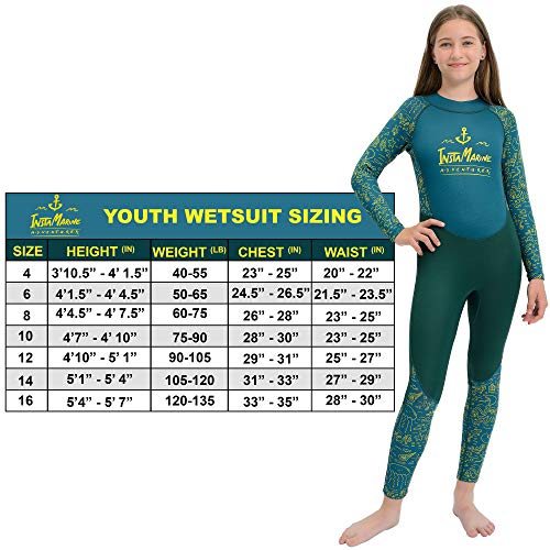 InstaMarine Kids Wetsuit Shorty Boys Girls 3mm Neoprene One Piece Thermal Swimsuit 2mm Insulating Full Long Sleeve Wet Suits Cover Kids Child Junior Youth Swim Surf Dive (4-5)