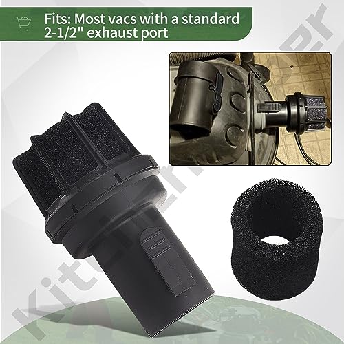 VT2525 & WS25025A 2.5 Inch Muffler/Diffuser Accessory for Ridgid Wet/Dry Vacuums, Fits Most Vacs With A Standard 2-1/2\" Exhaust Port, To Reduce Blowing Dust and Debris