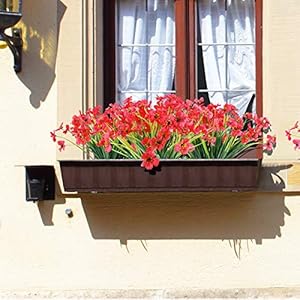 12 Bundles Artificial Flowers Outdoor UV Resistant Fake Flowers No Fade Faux Plants Garden Porch Window Box Decorating (Deep Red) 12 Bundles Artificial Flowers Outdoor UV Resistant Fake Flowers No Fade Faux Plants Garden Porch Window Box Decorating Deep Red