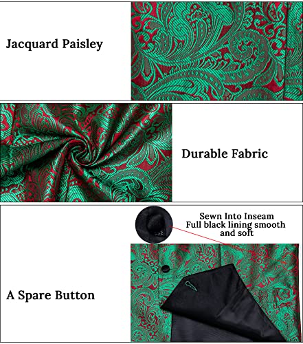 Image of DiBanGu Mens Paisley Vest Silk Sleeveless Suit Vest and Neck Tie Pocket Square Cufflinks Set for Wedding Formal