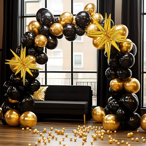 Image of RUBFAC 135pcs Gold Balloons Different Sizes 18 12 10 5 Inch for Garland Arch, Latex Metallic Balloon for Birthday Graduation Party Wedding Decorations