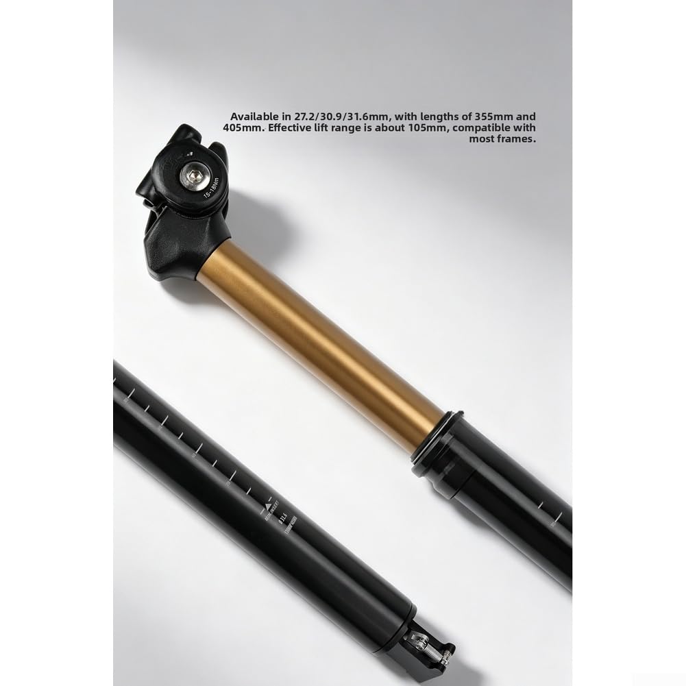 Yhenlovtt Reggisella Dropper in alluminio con telecomando | Passacavo interno, altezza regolabile per mountain bike, sistema idraulico sigillato, componente per ciclismo fuoristrada