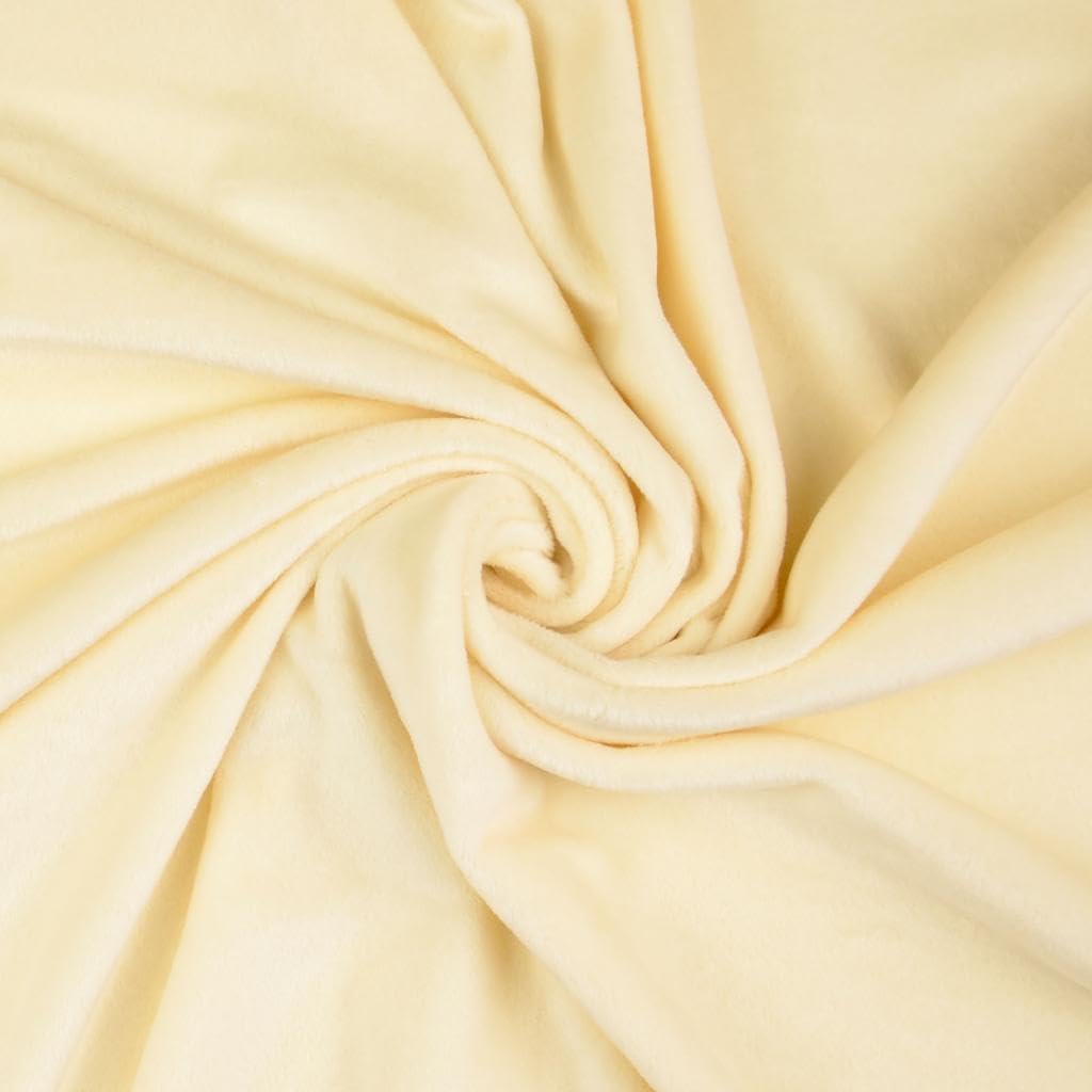 Squish Cuddle Fleece Velour Fabric Material Off White Sample
