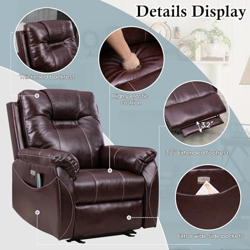Sillón reclinable eléctrico Marrón con masaje miniatura 5