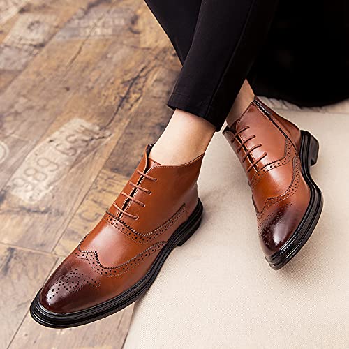 HOOENG Lace Up Boots for Men Oxford Win Tip Carved Brogue Burnished Toe Cowhide Leather Non Slip Resistant Wearable Stylish Fashion Formal2