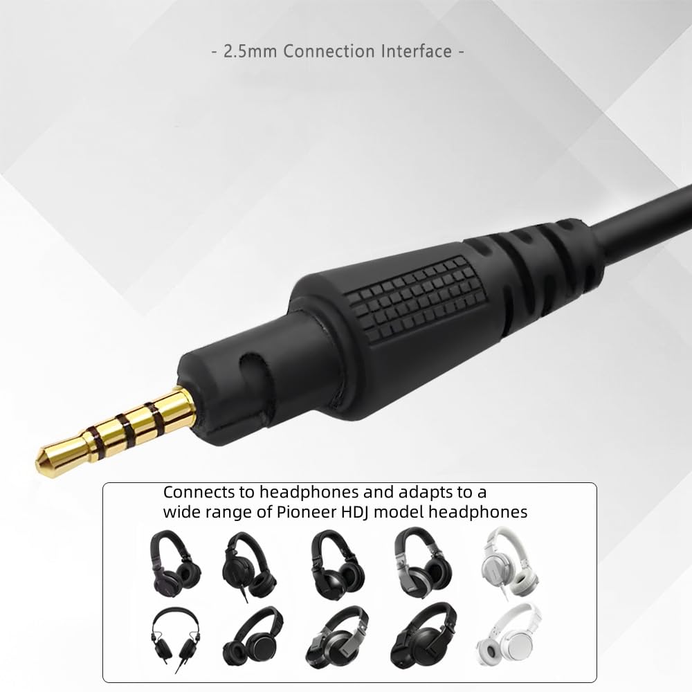 Câble audio pour Pioneer DJ HDJ-CUE1 HDJ-X5 HDJ-X7 HDJ-S7 HDJ-CX Casque, 3,5 mm à 2,5 mm Câble rétractable à ressort, avec 6,35 mm Adaptateur (1,2~2m)