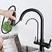 Robinet de Cuisine 3 Voies Mitigeur Cuisine Coulissant Eau Chaude et Froide Multifonctionnel Eau Potable Directe Laiton Robinet D'Évier de Cuisine À Filtre-Noir