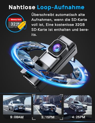 Dashcam Auto Vorne Hinten 4K+1080P, 5GHz WiFi Dash Cam mit 32GB SD Karte – Ansicht 5