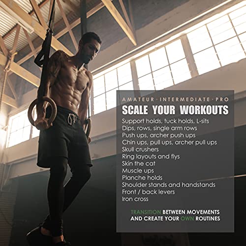 New Grey Fox Premium Numbered 1.1" Wooden Gymnastic Rings with Adjustable Straps Olympic Size: Chalk, Non-Slip Buckle |Full Body Suspension |Bodyweight Calisthenics |Home Gym Equipment |Fitness Gifts - Image 7
