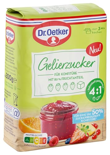 Dr. Oetker Gelierzucker Super 4:1 8er Pack fertiger Gelierzucker zum Selbermachen von Konfitüren Marmeladen und Gelees extra hoher Frucht- bei reduziertem Zuckeranteil 8 x 500 g