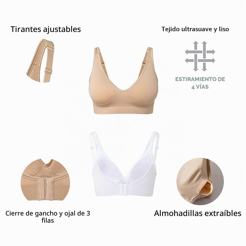 Sujetadores sin Aros para Mujeres Sostenes sin Costuras sin Aros con Rellenos Extraíbles, Paquete de 3