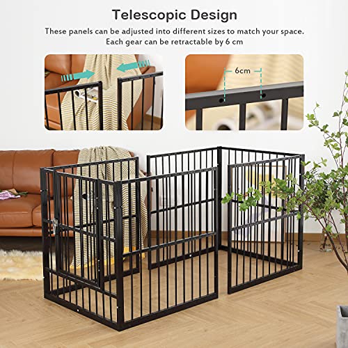 LEMONDA 34"- 68" Inch Extendable Dog Fence with Door,Telescopic Pet Dog Playpen for Medium Large Dogs, Portable Freestanding Dog Exercise Pens Barrier Kennel for Indoor & Outdoor - Image 4