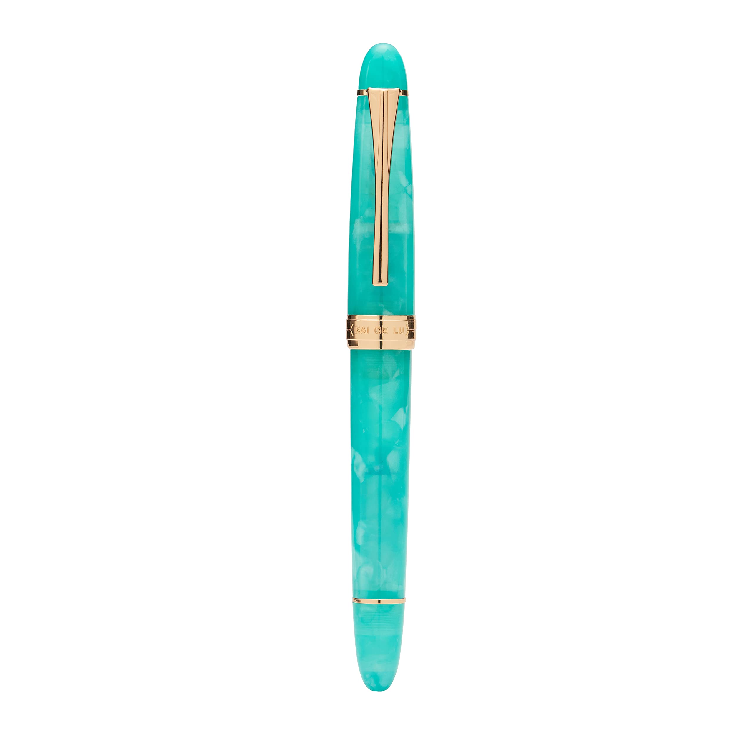 Asvine Kaigelu 356 Green Resin Fountain Pen, Iridium Fine Nib Classic Pen, Smooth Writing Pen
