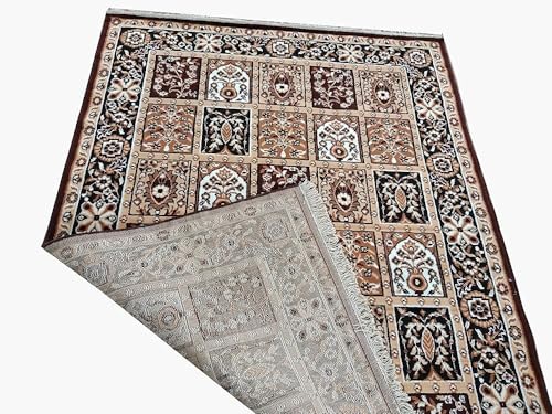 Image of Floral Design Acrylic Polyester Carpet for Living Room 8x11 Feet Color Brown(240x330Cm), Large Rectangle