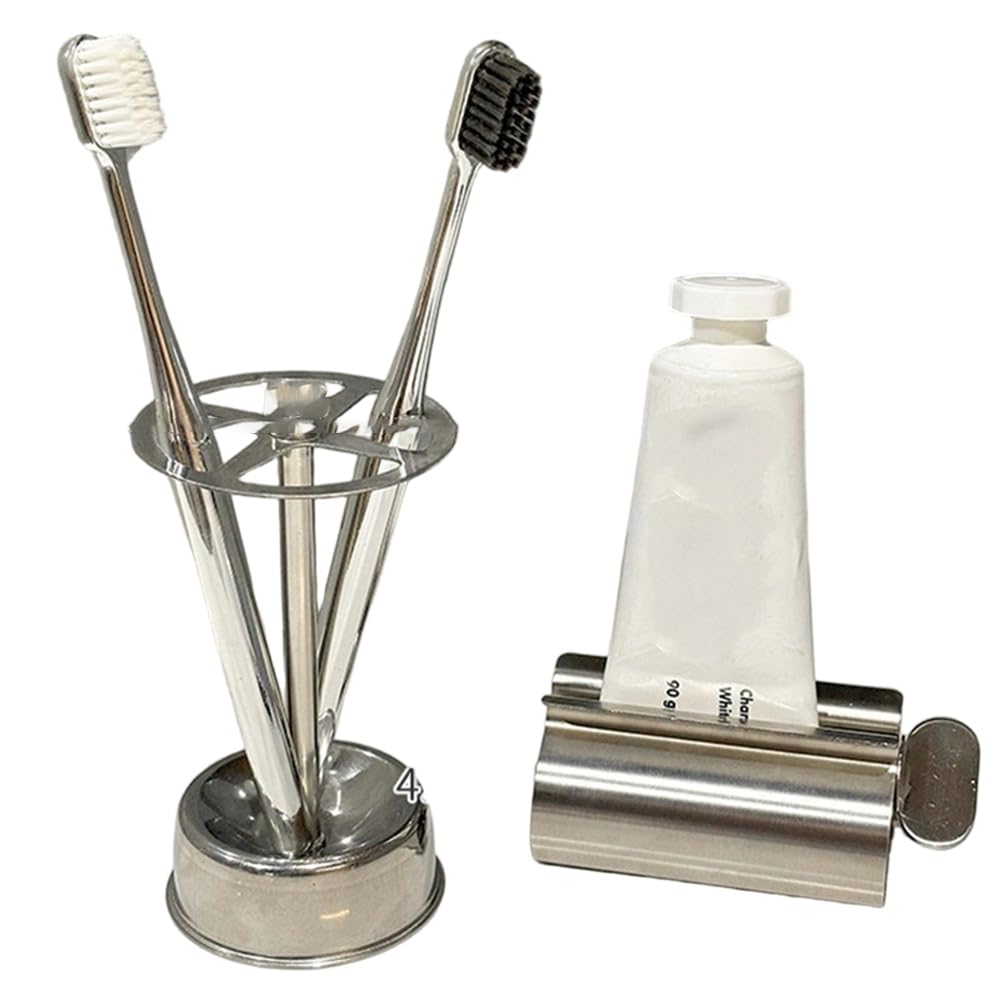 Hndhbfgrt Home Storage Organizer Stainless Steel Toothbrush and Toothpaste Stand-for Bathroom and Kitchen