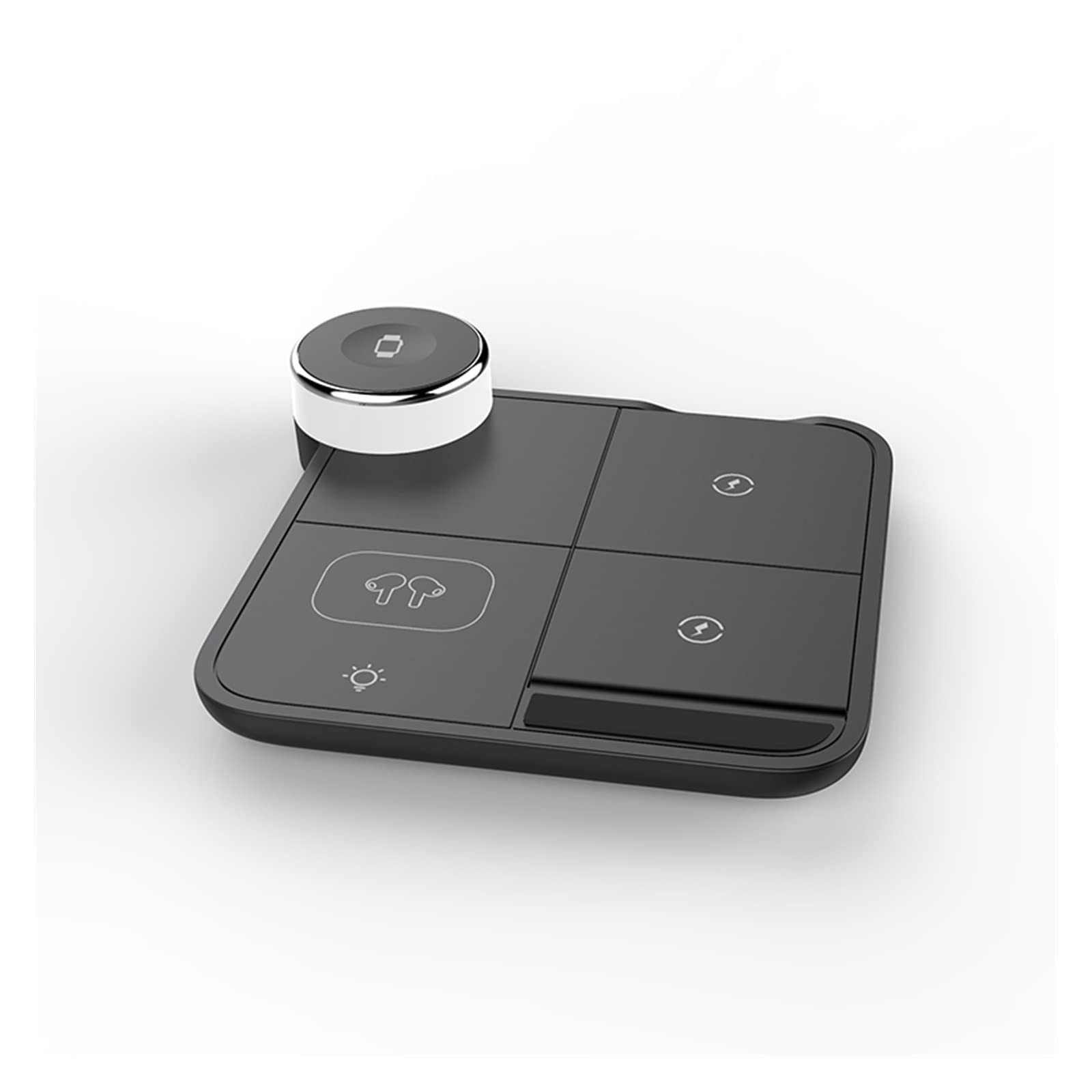 Stazione di ricarica wireless 4 in 1 con luce a LED Qi for telefono, orologio, auricolare, rapida magnetica,Compatibilità universale(Noir)