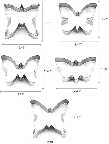 Miniatura 2 de Cortador de galletas de mariposa, juego de 5 piezas de mini cortador de galletas de acero inoxidable, utilizado para hacer manualidades, pasteles