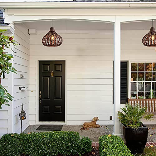 Bamboo Pendant Light Boho Light Fixture Basket Rattan Pendant Lights Chandelier Wicker Lamp Shades Japanese Pendant Lighting for Living Room Bedroom Restaurant Cafe Teahouse DiningRoom 2PCS - Image 2