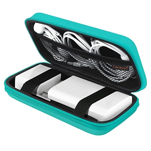 Canboc Electronics Travel Organizer, MacBook Charger Carrying Case, Electronic Accessories Portable Cable Storage Bag for Charging Cord, Power Adapter, MagSafe, USB Hub, Power Bank, Earbuds, Turquoise