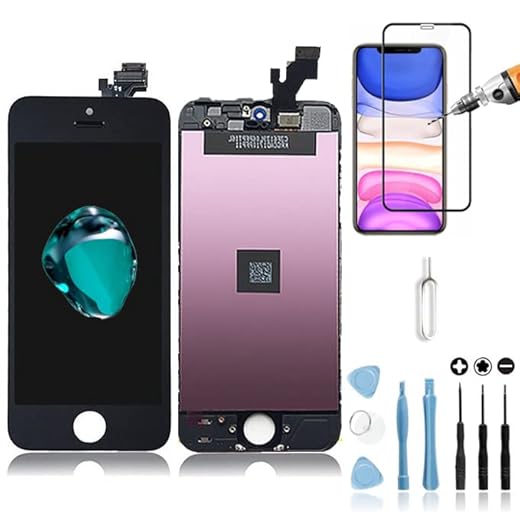 Mobilevie Ecran pour Iphone 5 Noir : Vitre Tactile + LCD Retina assemblé sur châssis