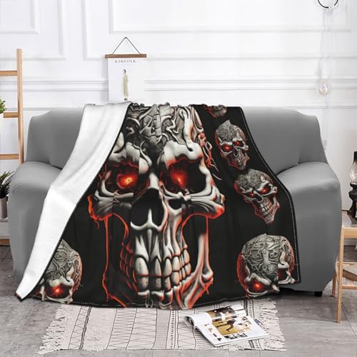Couverture en flanelle ultra douce imprimée tête de mort finition premium - 3