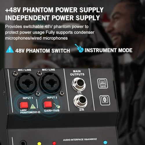 Interface audio USB avec mini mixer 2 canaux pour chant et guitare