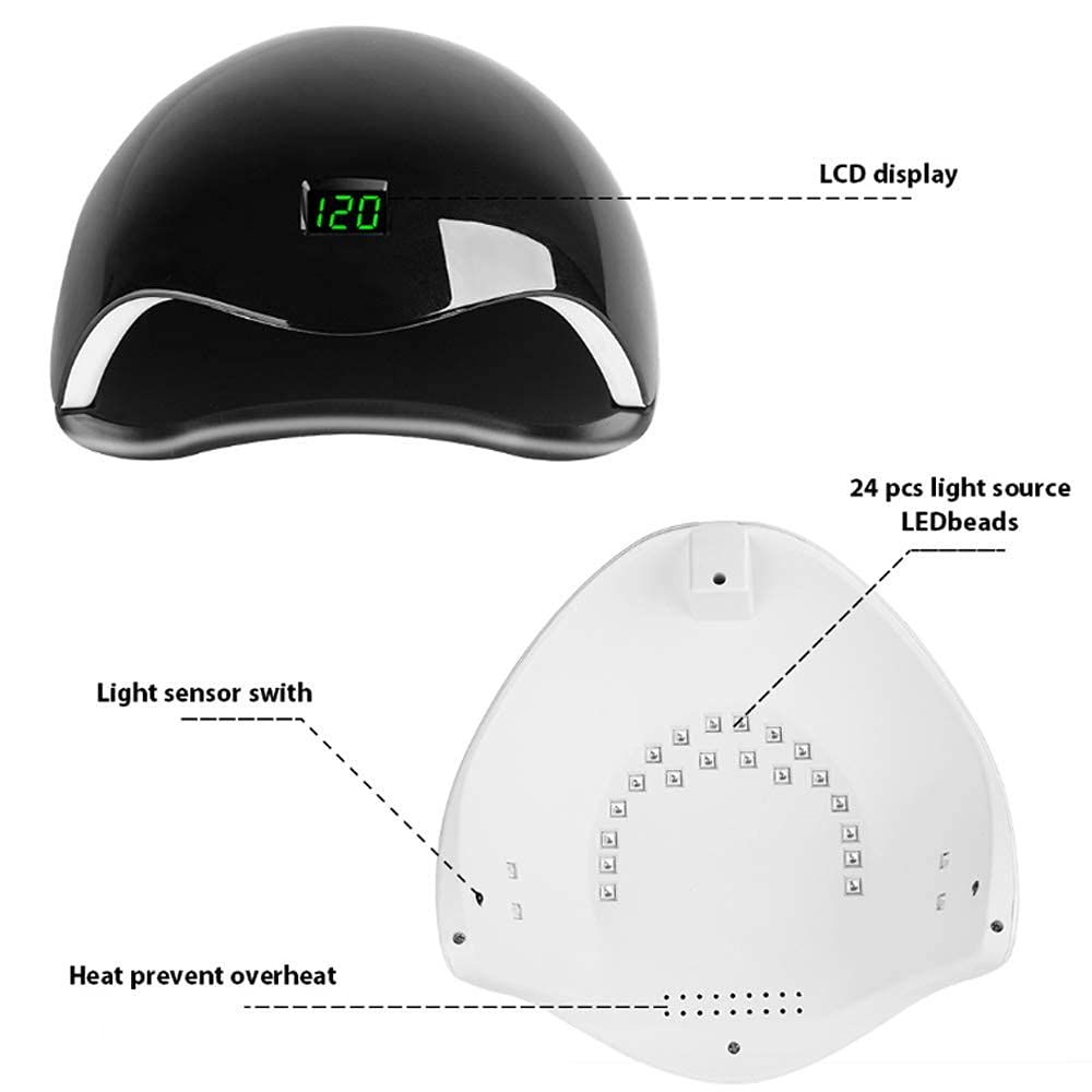 Lampada per Unghie Cordless con Ricarica USB, Lampada Portatile Wireless ad Asciugatura Rapida da 48 W Lampada per Fototerapia a Induzione a Led Hine Gel per Smalto per Unghie Lampada Pro Uv (Nero),