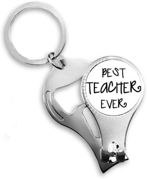 Best Teacher Ever Words Quotes Nail Nipper Ring Key Chain Bottle Opener Clipper