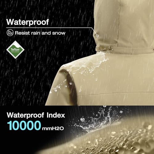 CAMEL Men's Rain Jacket - Lightweight Waterproof Windbreaker Softshell Jacket for Hiking and Travel with Hood3