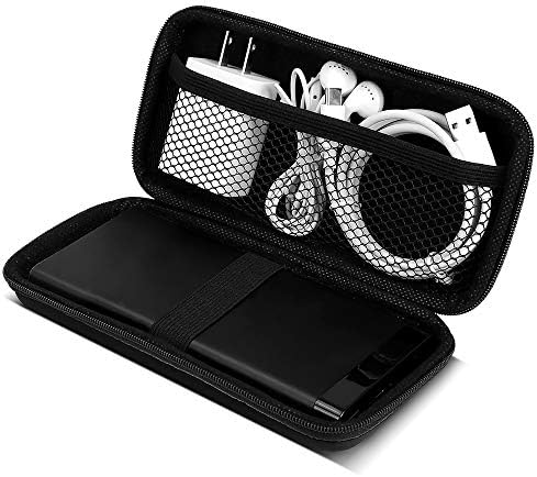 Travel Case for Electronics Cable Organizer, COOYA Hard EVA Carrying Case Tool Case, Protective Power Bank Carry Case Storage Bag Dual Zipper Pouch for External Battery, Cables, Headphones, Charger