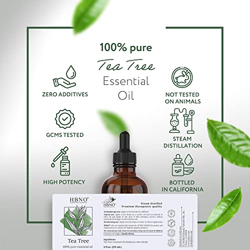 Hbno Tea Tree Oil For Skin 4Oz (120 Ml) - 100% Pure - Bring Refreshing Aroma Of Tea Trea Essential Oil - Perfect For Acne & Skin Therapy #TOP1