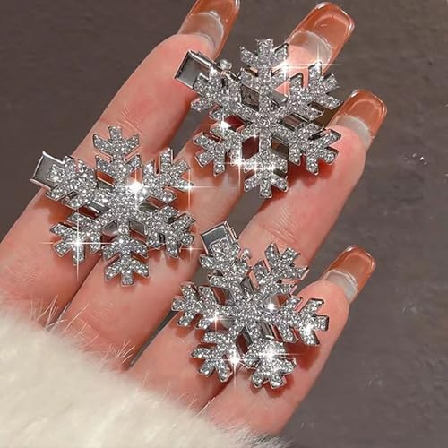 Pinzas para cabello copo de nieve plateadas 6 pzas miniatura 2