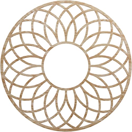 Image of Ekena Millwork 34 inchOD x 11 5 /8 inchID x 3 /8 inchT Cannes Wood Fretwork Pierced Ceiling Medallion, Red Oak