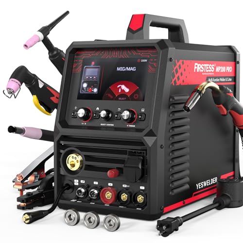 YESWELDER MP200-PRO 9-in-1 Welder & Plasma Cutter Combo, MIG/Pulse MIG/Flux Core/Lift TIG/Pulse TIG/Stick/Pulse Stick/CUT/Spool Gun, User-Friendly 7' LCD Screen 120V/240V Welding Machine