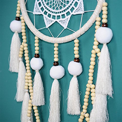 Artilady Macrame Dream Catchers for Bedroom - Boho Wall Hanging Handmade Woven Dream Catcher for Home Decor Ornament Craft Gift (Pom)