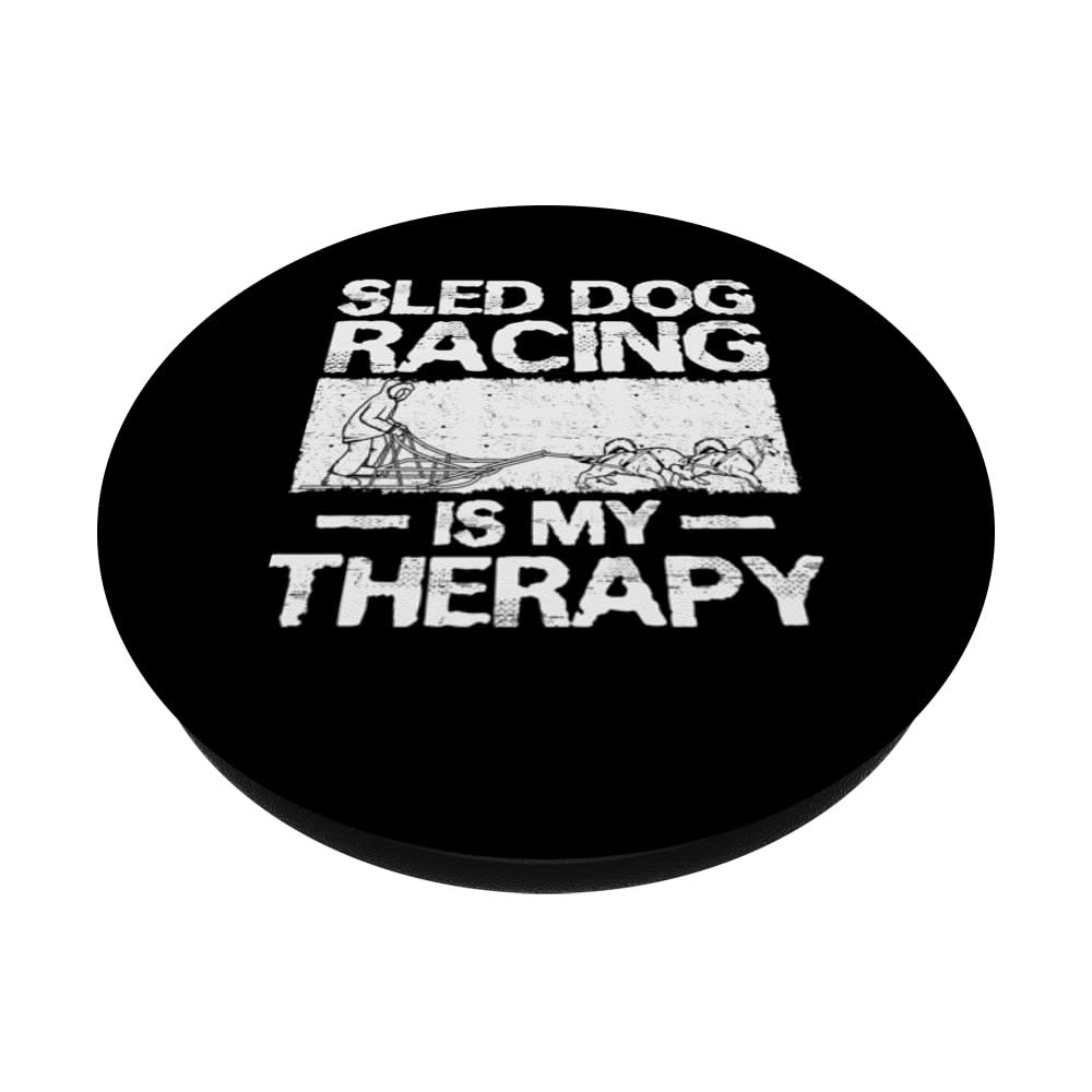 Mushing Sledder Sport Sled Dog Driver Musher Therapy PopSockets Swappable PopGrip, Black - Image 2