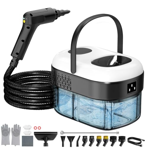Limpiador a Vapor Portátil 2500W, Vaporeta de Mano con Depósito 1,4L, 18 Accesorios, 3 Modos de Vapor, Máquina de Vapor Limpieza para Hogar, Cocina, Baño, Coche y Sofá (blanco)
