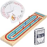 HEALSOPTHY Tablero de Cribbage Portátil de Madera Maciza con Cartas Clavijas Multicolores y Manual Tradicional para Partidas Familiares Viaje