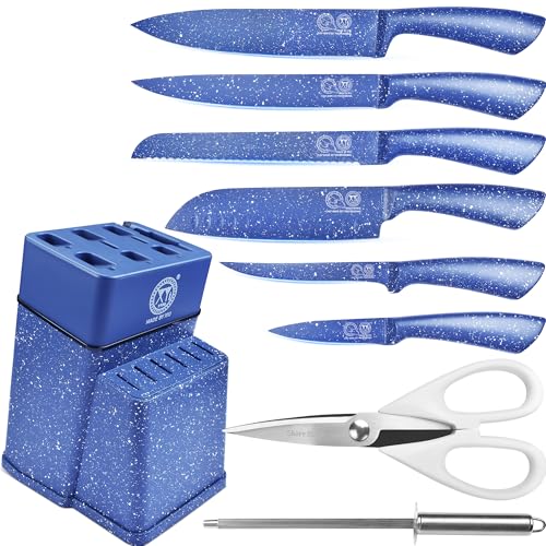 XYJ Authentic Since 1986, Küchenmesser Block Set, Edelstahl Profi Kochmesser Set mit Messerblockhalter, Schere, Paring Boning Steak Slicing Bread Chefs Knife