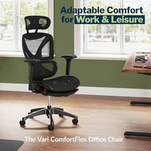 Image of Vari ComfortFlex Office Chair (Gen 2) - Ergonomic Chair with Dynamic Lumbar Support - Adjustable Headrest and Retractable Leg Rest - Fully Customizable for Home or Office