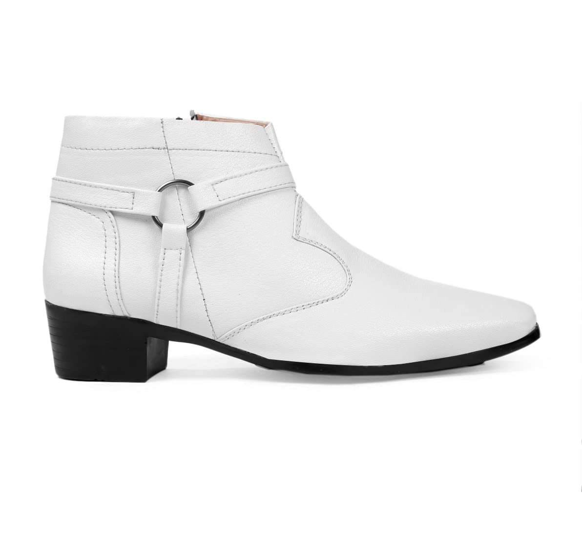 Mens 2 Inch Heel Height Increasing White Formal Buckle Ring Zipper Boots 6 UK (B0BN5PDYV7) Amazon Price History, Amazon Price Tracker