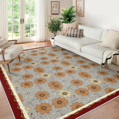 Tapis anti-tache 160x200cm gris tournesol pour chambre douce - 5