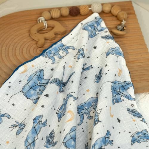 Image of GLLQUEN BABY Blanket，Muslin Cotton Front，Minky Back，30x40 | Soft crib blanket for infant toddler boys & girls. Perfect nursery throw blanket for stroller, travel & baby shower gifts