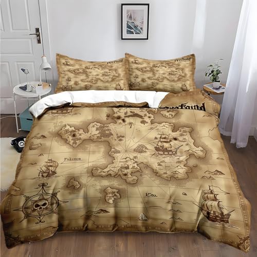 Housse de couette microfibre de qualité supérieure avec impression 3D carte rétro - 2