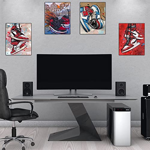 Fashion Sneakers Posters Hype Beast Room Decor Shoes Prints Sneakers And Head Posters Aesthetic Cool Posters For Teens Boys Guys Men Room Dorm Bedroom Wall Art Decor,Set Of 4 Unframed(8''X10''Inches). #TOP4