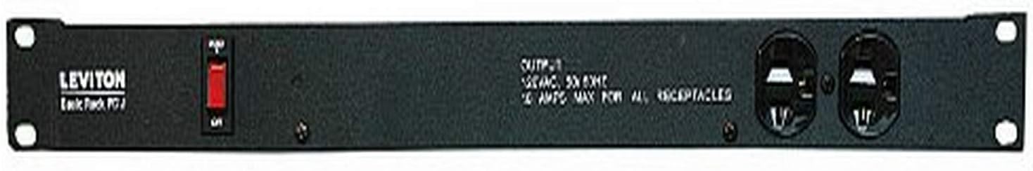Leviton 4520-10L Horizontal Rack Mount Power Distribution Unit 20 Amp NEMA L5-20P Straight Blade Plug, 12 Receptacles with 10 ft. Power Cord, Black
