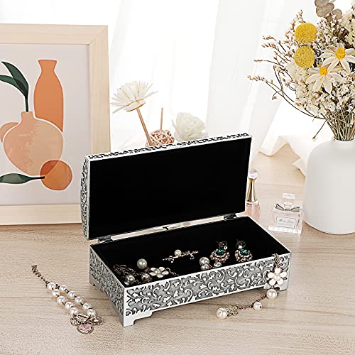Hipiwe HPWSN00378 Vintage Metal Jewelry Box Trinket Storage Box Treasure Chest Case Ring Holder Necklace Earring Organizer Keepsake Box Wedding Birthday Gift thumb #1