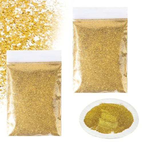 Conjunto de polvo flash dorado de Aililong, 100 gramos de polvo flash de artesanía de uñas, con efecto brillante, adecuado para todas las superficies.